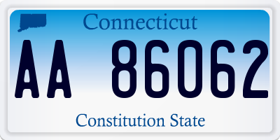 CT license plate AA86062