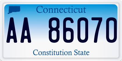 CT license plate AA86070