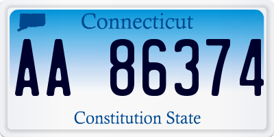 CT license plate AA86374