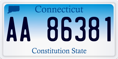 CT license plate AA86381