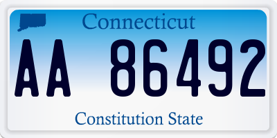 CT license plate AA86492