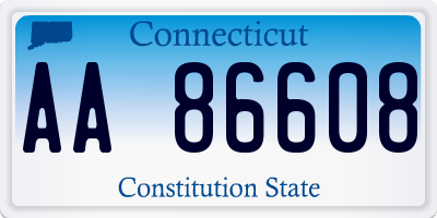 CT license plate AA86608