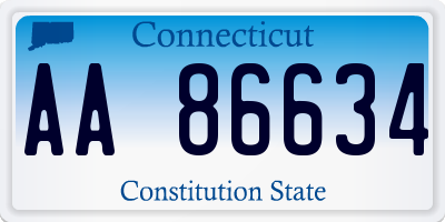 CT license plate AA86634