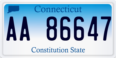 CT license plate AA86647