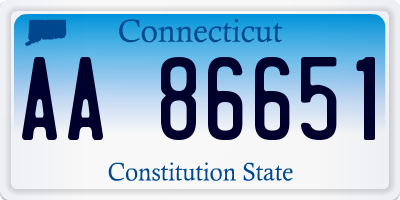 CT license plate AA86651