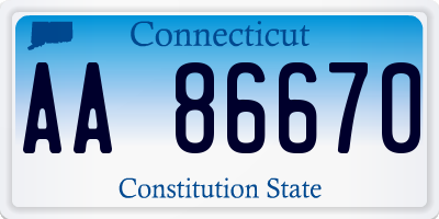 CT license plate AA86670