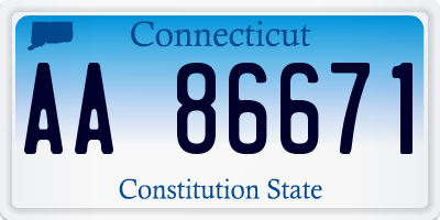 CT license plate AA86671