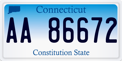 CT license plate AA86672