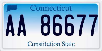 CT license plate AA86677