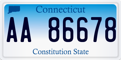 CT license plate AA86678