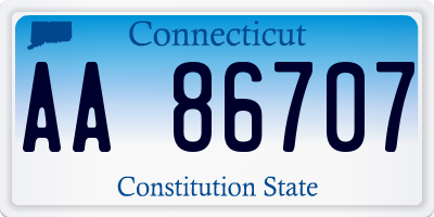 CT license plate AA86707