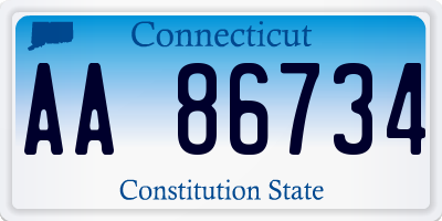 CT license plate AA86734