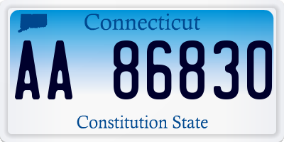 CT license plate AA86830