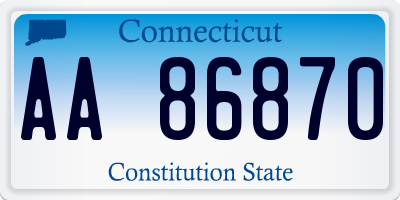 CT license plate AA86870