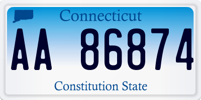CT license plate AA86874