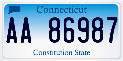 CT license plate AA86987