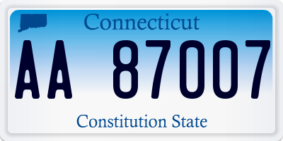 CT license plate AA87007