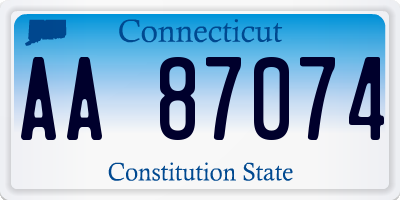 CT license plate AA87074