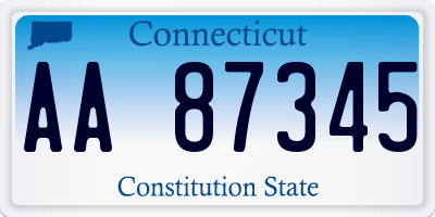 CT license plate AA87345