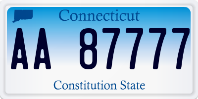 CT license plate AA87777