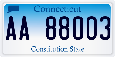 CT license plate AA88003