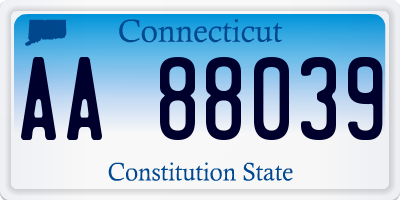 CT license plate AA88039