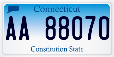 CT license plate AA88070