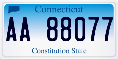 CT license plate AA88077