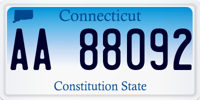 CT license plate AA88092