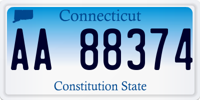 CT license plate AA88374