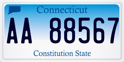 CT license plate AA88567