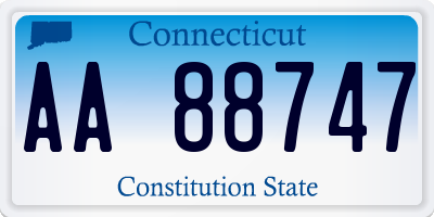 CT license plate AA88747