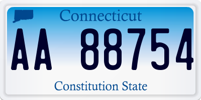 CT license plate AA88754