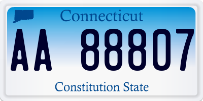 CT license plate AA88807