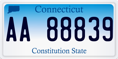 CT license plate AA88839