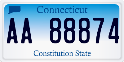 CT license plate AA88874