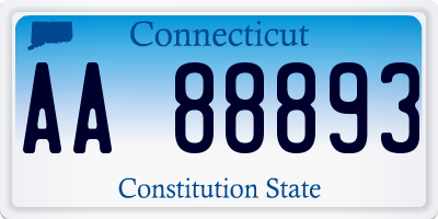 CT license plate AA88893