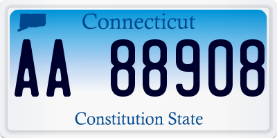 CT license plate AA88908