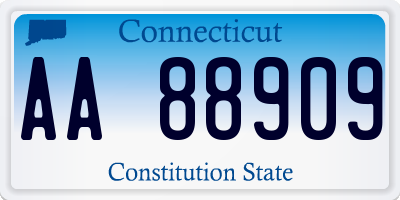 CT license plate AA88909