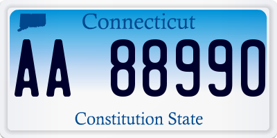 CT license plate AA88990