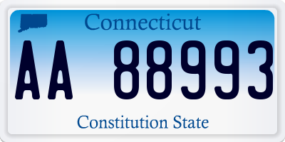 CT license plate AA88993