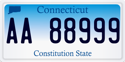 CT license plate AA88999