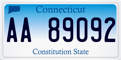 CT license plate AA89092