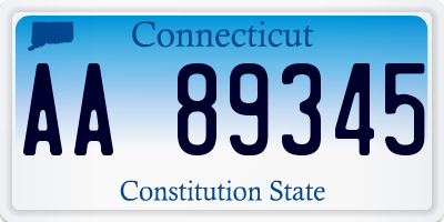 CT license plate AA89345