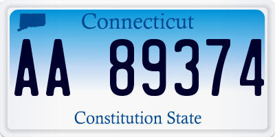 CT license plate AA89374