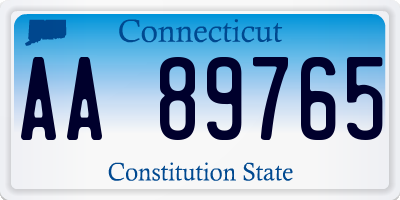 CT license plate AA89765