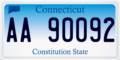 CT license plate AA90092