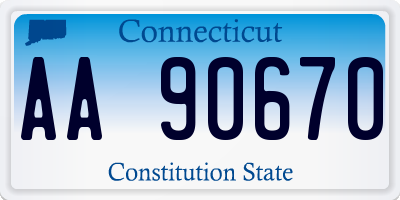 CT license plate AA90670