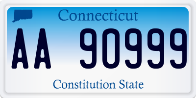 CT license plate AA90999
