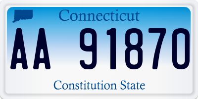 CT license plate AA91870